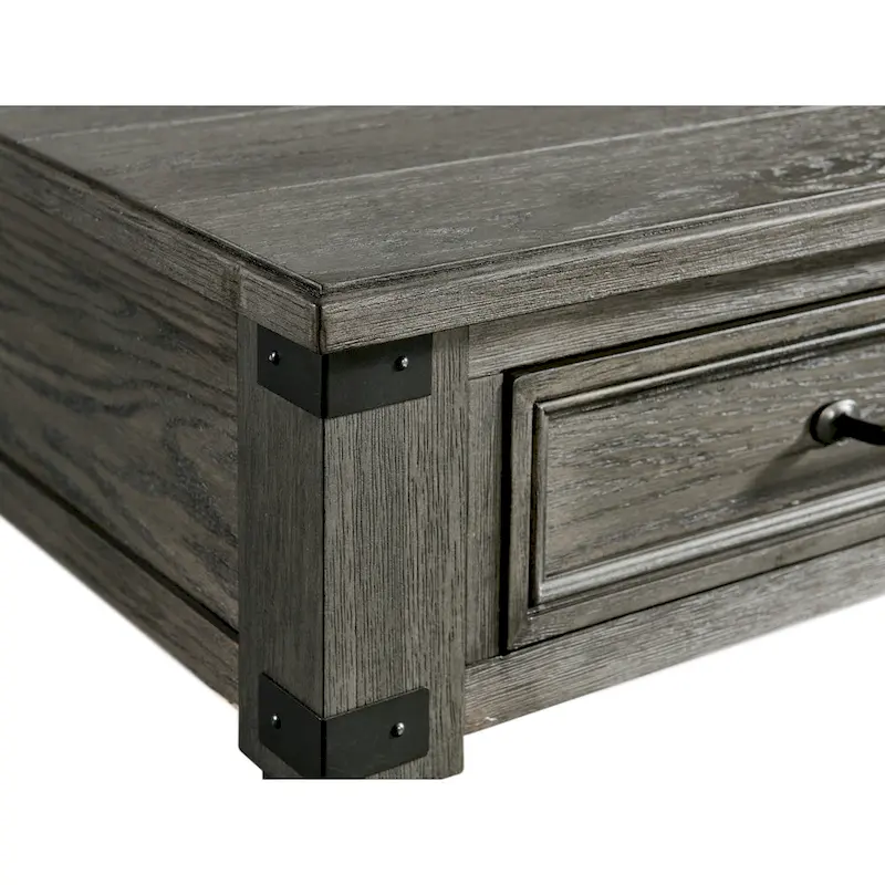 Brushed Pewter End Table with Drawer and Shelf