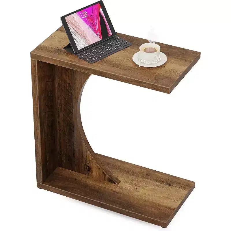 Lantine C-Shaped End Table, Couch Table for Small Space
