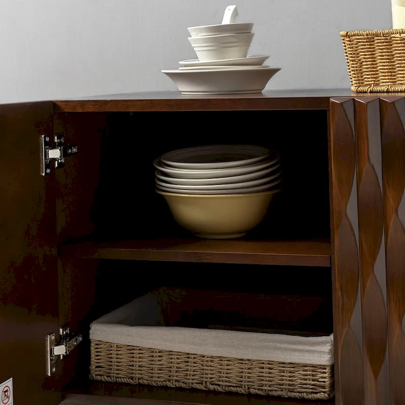 Modern Carved Geometric Patterns Sideboard
