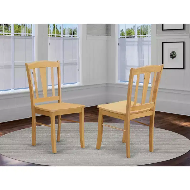 Belmont Dining Room Chair, Wood Seat, 17 W x 17 D x 36 H, Chic Oak Finish, Pure Asian Wood (2-Pack)