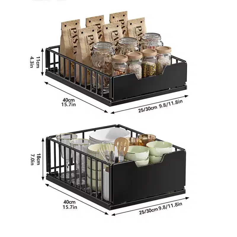 Pull Out Cabinet Organizer, Extendable Slide Out Drawer Storage Shelves, Metal Slide Out Drawers, Pantry Storage Drawers, Bathroom Cabinet Organizer