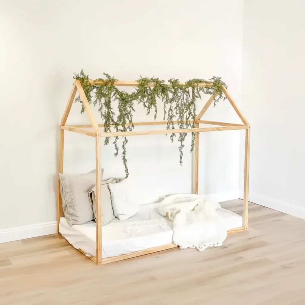 House Bed Natural Wood