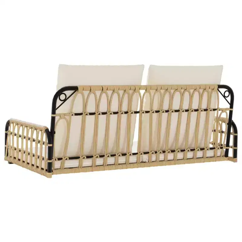 vidaXL Swing Bench Brown, Black, Cream White PE rattan, Powder-coated steel