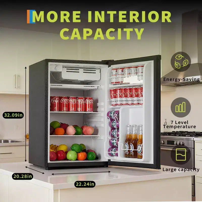 4.5 Cu.Ft Mini Fridge with Freezer,Compact Refrigerator w/Reversible Door, Adjustable Thermostat Energy-Efficient, Small Fridge