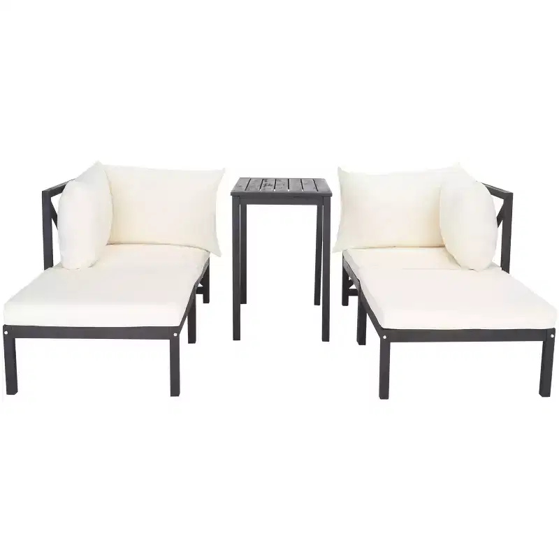 Ronson 5 Piece Sectional Set - Indoor/Outdoor - PAT6762 - Dark Slate Gray/Beige - Safavieh