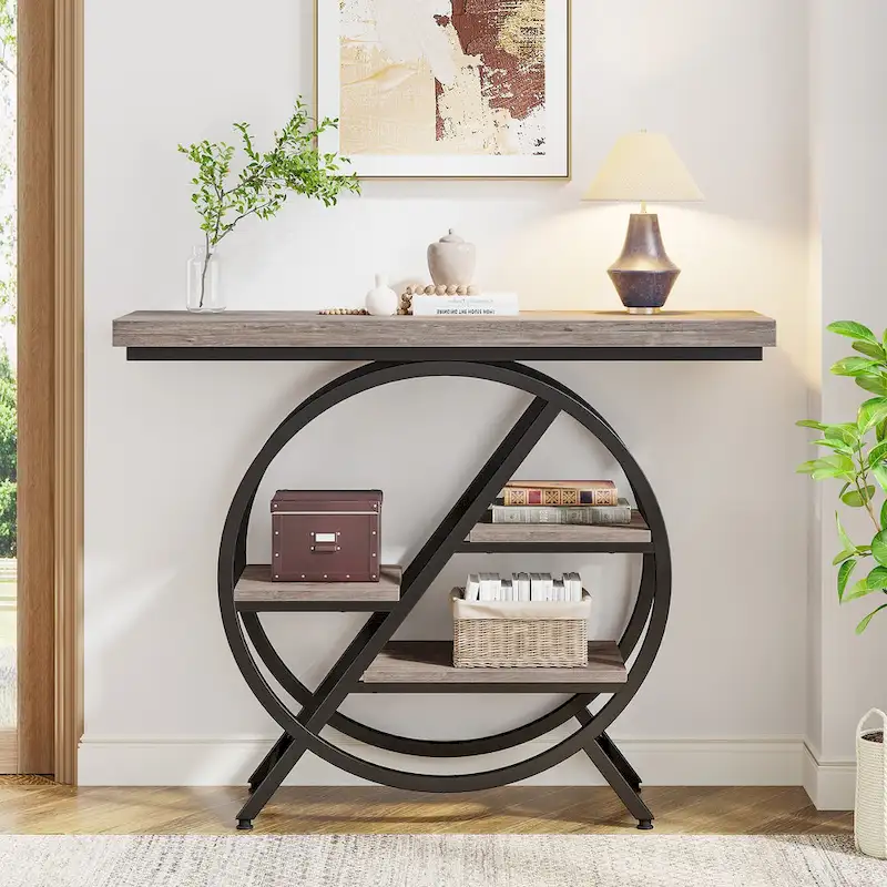 39.4-Inch Console Table, 4- Tier Industrial Entryway Table