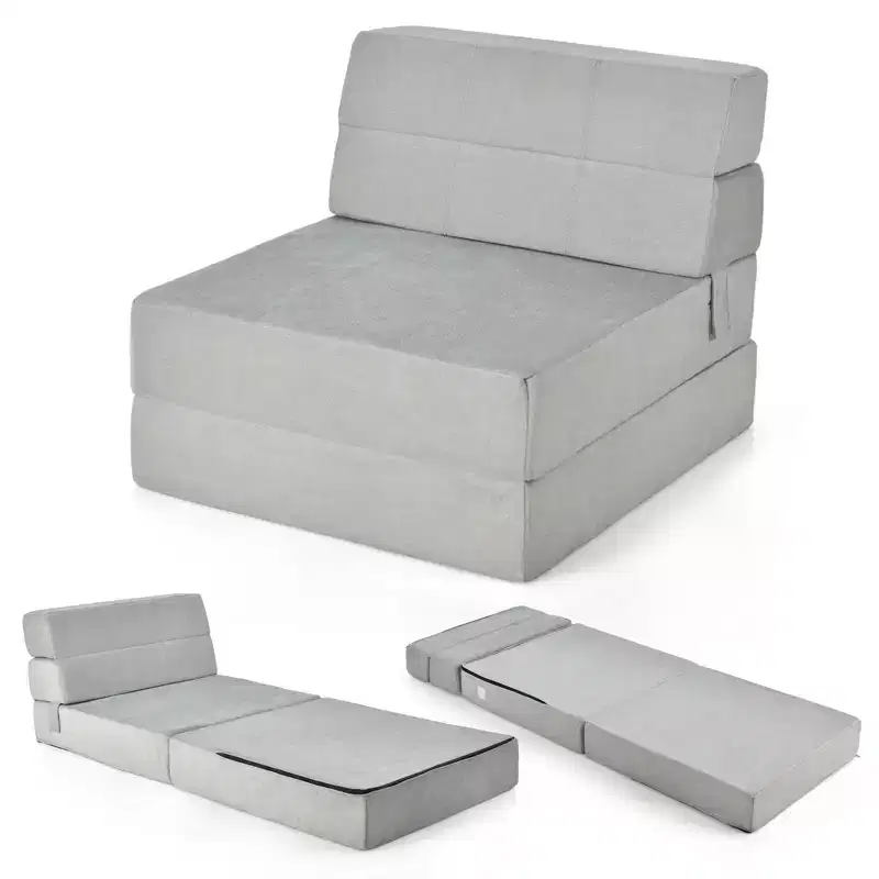 Tri-Fold Convertible Sleeper Chair – Sofa Bed, Chaise & Floor Mattress in One