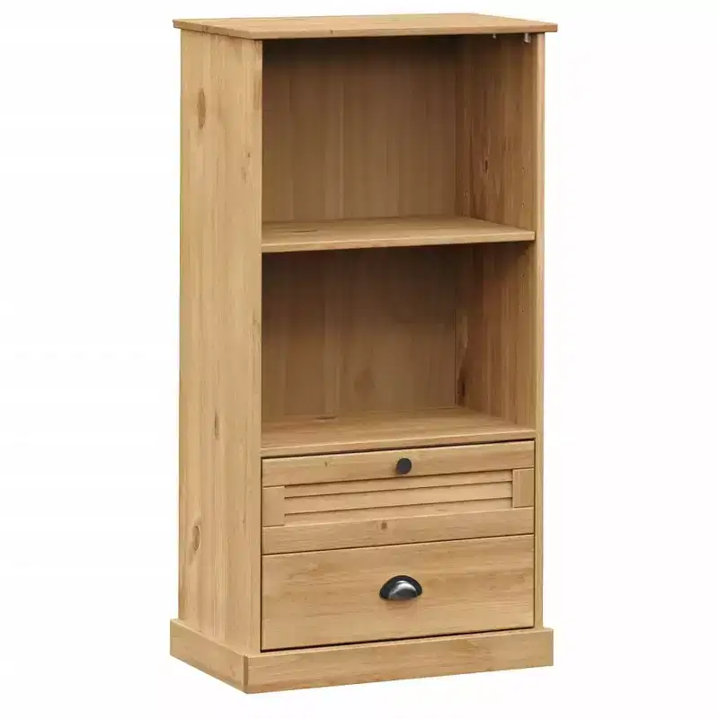 vidaXL Bookcase Storage 2 Tier Bookshelf with Drawers VIGO Solid Wood Pine