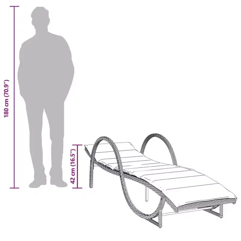 vidaXL Sun Lounger Black, Cream White PE Rattan, Powder-Coated Steel Large