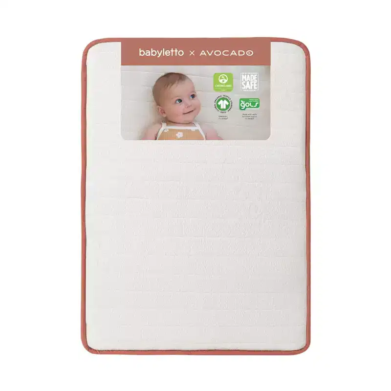 Babyletto x Avocado Organic Mini Crib Mattress - White: Medium Firm, Breathable, Memory Foam, 23 lbs