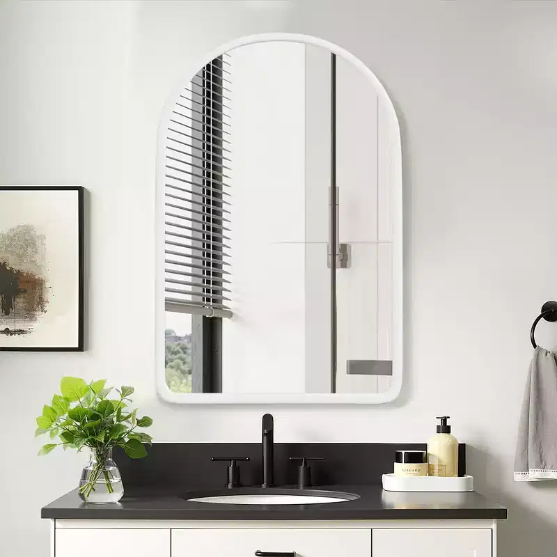MAYEERTY 24 x 35.8in Modern Arch Bathroom Medicine Cabinets, Metal Framed Wall Mirror with Storage, White