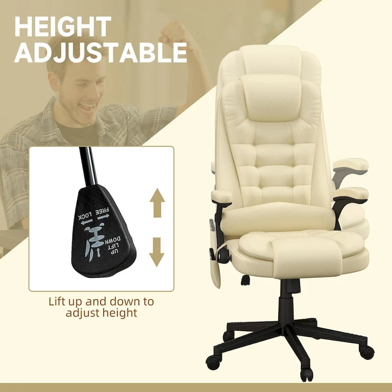 High Back Vibration Massage Office Chair with 6 Vibration Points, Beige