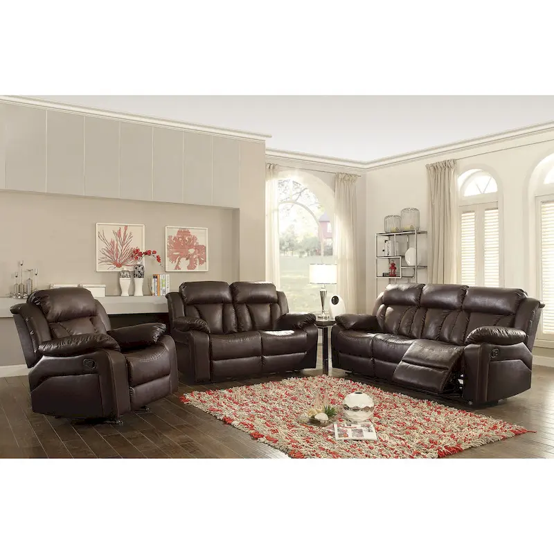 Daria 85 in. W Flared Arm Faux Leather Straight Reclining Sofa - 37L x 85W x 41H