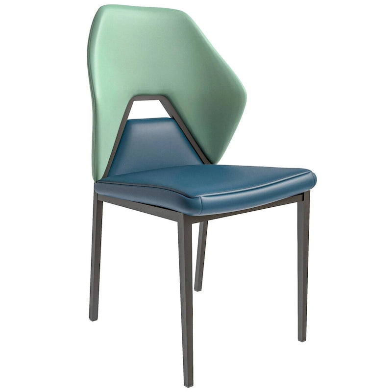 Leather Dining Chair in Black Iron Modern Upholstered Accent Kitchen Side Chair