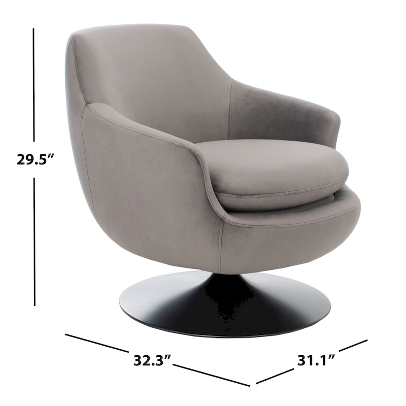SAFAVIEH Couture Citine Velvet Swivel Accent Chair - 31.1 W x 32.3 L x 29.5 H - 31.1 W x 32.3 L x 29.5 H