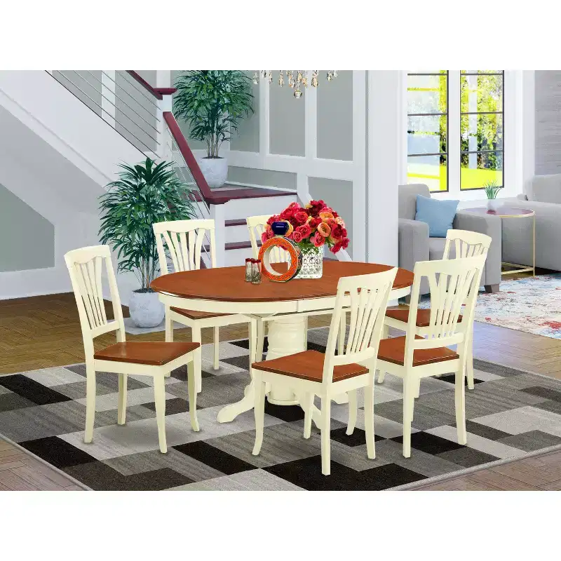 HomeStock Dining Room Set With Leaf And 6 Chairs Contemporary Style 18178
