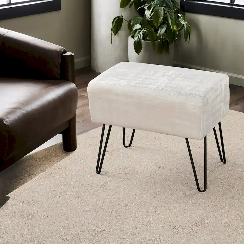 Textured Velvet Ottoman