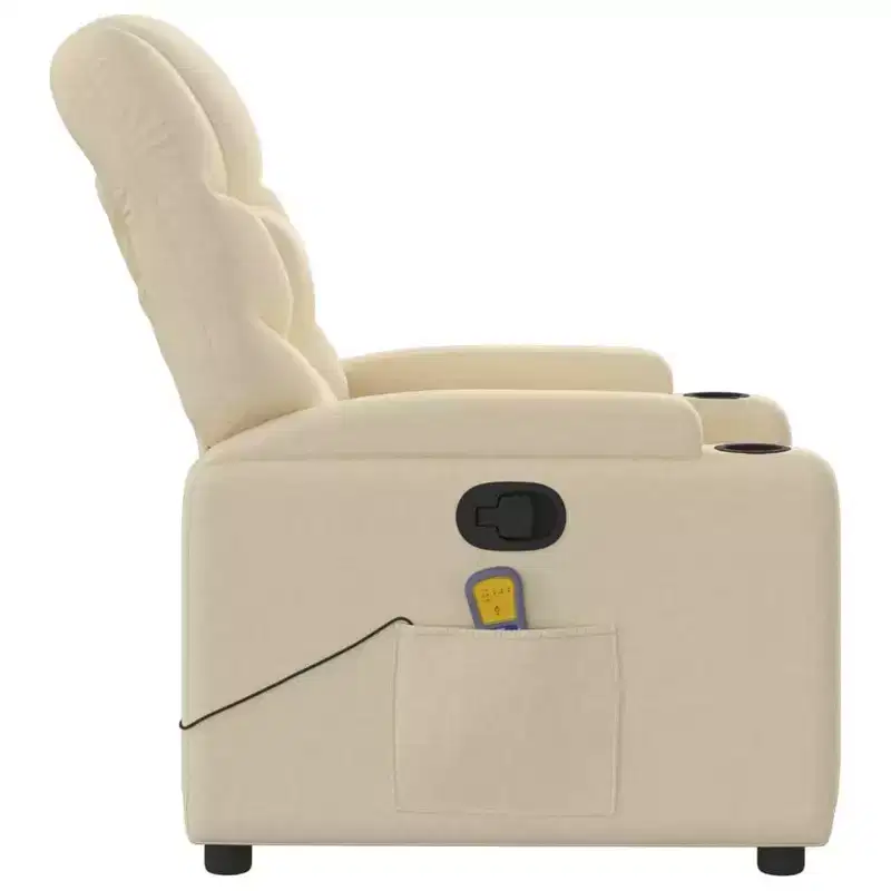 vidaXL Cream Fabric Recliner Chair - 6-Point Vibration Massage, Adjustable Back & Footrest