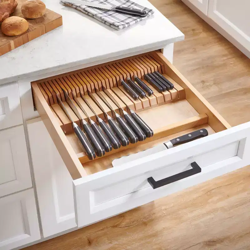 Dual Row Trimmable Knife Block Drawer Organizer Insert