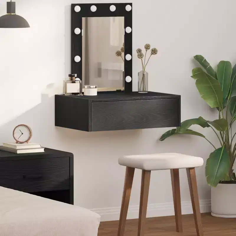 Modern Minimalist Dressing Table, Elegant Vanity with Clear Mirror and Smart Storage Drawers Design for Daily Organization