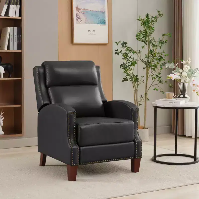 Black / Navy / Rose Red / Yellow Pushback Recliner Chair – Faux Leather, Single Seat