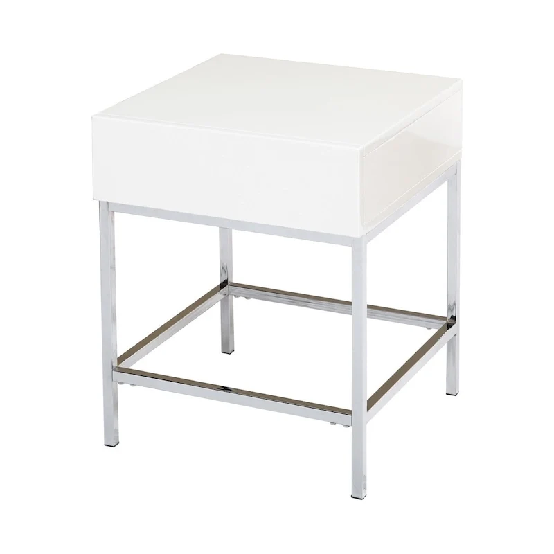 White Metal High-Gloss End Table