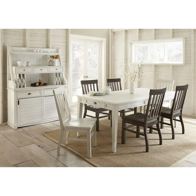 Antique White Buffet and Hutch with Storage