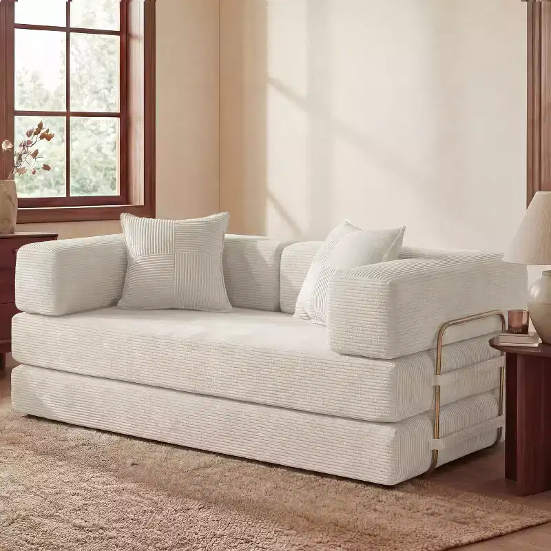 Dyonery 65Folding Sofa Bed Convertable Corduroy Couch King Size Floor Sleeper 4-in-1 DIY Combination Modular Sofa Fold Out Comfy sofa.
