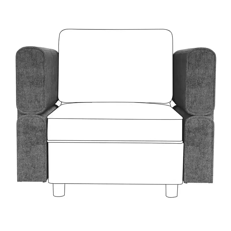 Modular 1 Seat Sofa, Chenille Single Chair with Storage Seat, Modular Sectional Unit for Modular Sectional Sofa Couch, Free Combination, Light Grey