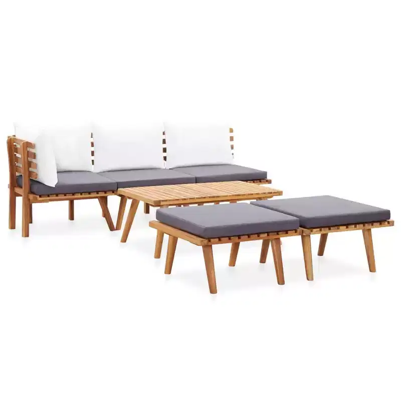 vidaXL Garden Lounge Set Dark Grey Seat Cushions, White Back Cushions
