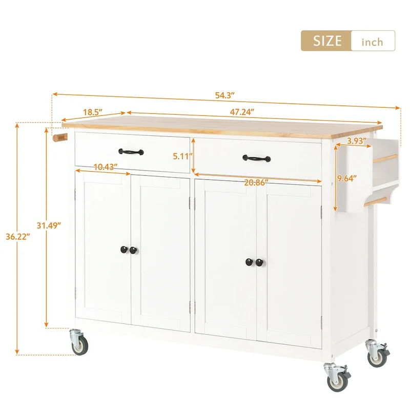 Kitchen Island Finish with Wood Top Kitchen Cart
