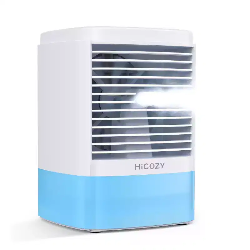 HiCOZY Portable Air Cooling Fan with Mister, Mini AC Air Cooler Humidifier for Desktop