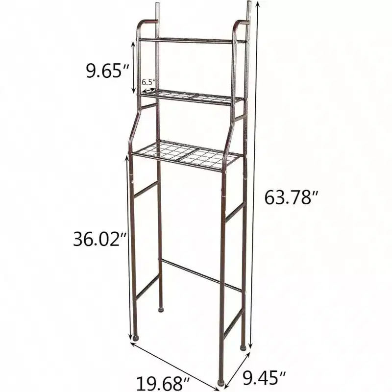 3 - Shelf Bathroom Organizer Over Toilet Space Saver Brown Corner Stand Storage Rack for Small Bathrooms