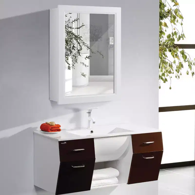 Costway Bathroom Mirror Cabinet Wall Mounted Kitchen Medicine Storage Adjustable Shelf