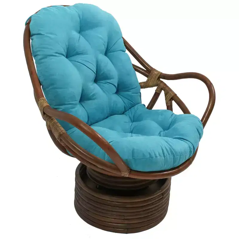 Rattan Swivel Rocker with Micro Suede Cushion - International Caravan