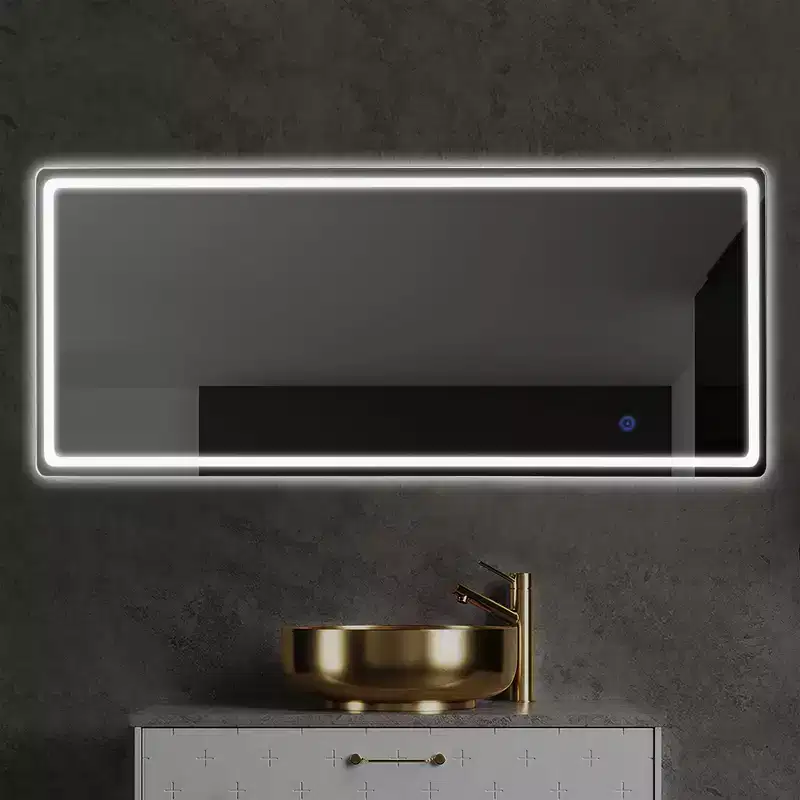 63x20 LED Rectangle Floor Mirror with Stand, HD Full-length Mirror with Aluminum Alloy Frame and 3 Color Temperature, Silver