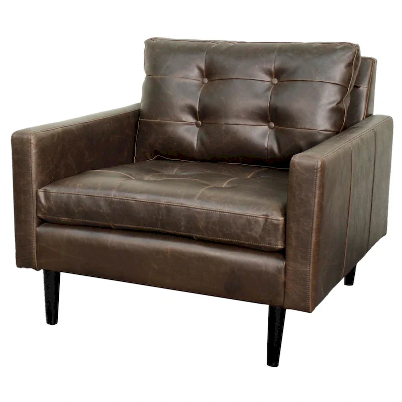 Bonded Leather Arm Chair | Transitional Accent Chair for Living Room