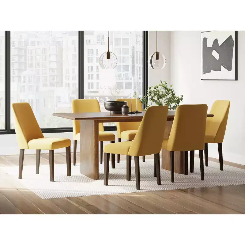 Signature Design by Ashley Lyncott Dining Room Upholstered Side Chair with Foam Cushion, Set of 2, Yellow