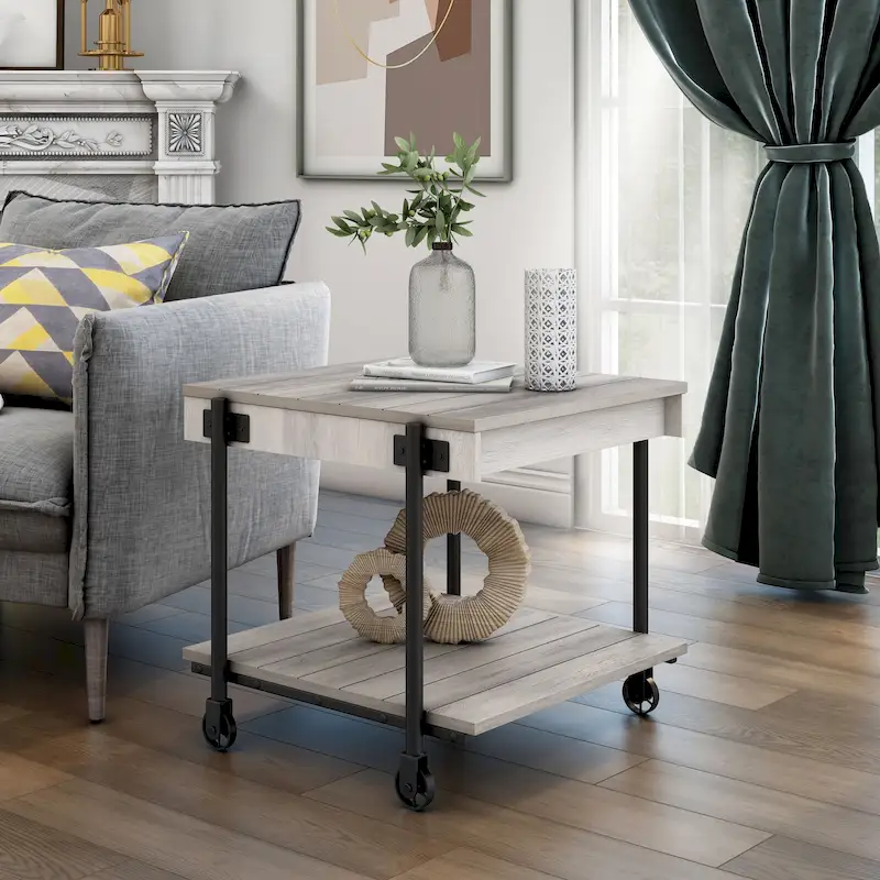Farmhouse 24-inch Steel 1-Shelf End Table
