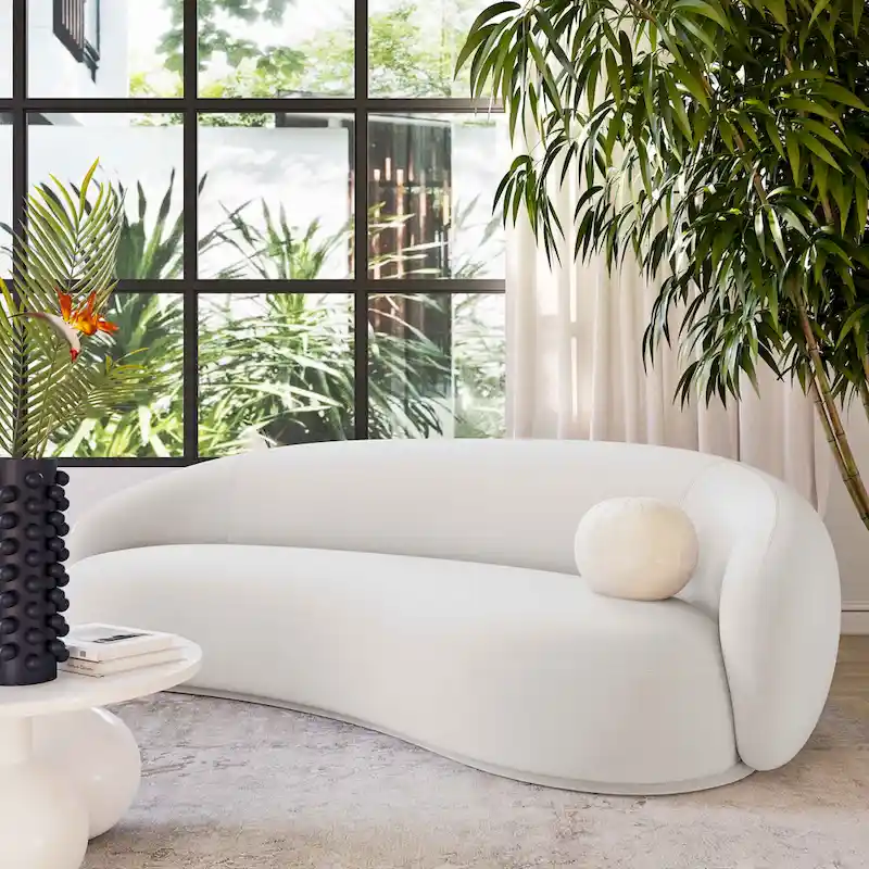 Curved Velvet Upholstered Sofa