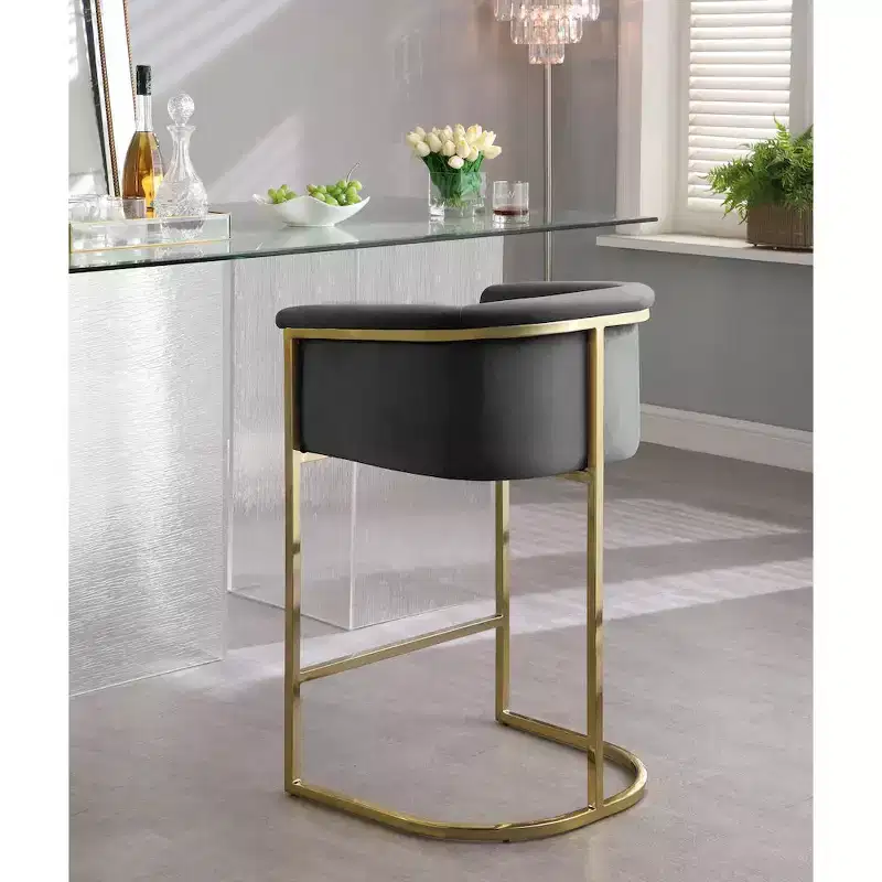 Meridian Furniture,Donatella Grey Velvet Stool