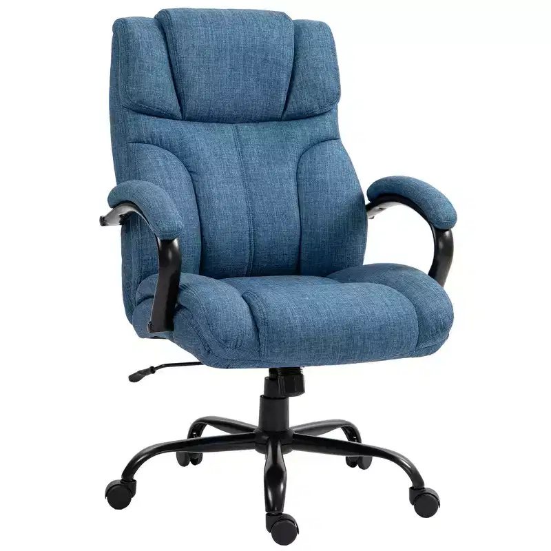 Extra Wide Comfy Chair with Adjustable Height, Ergonomic Padded Armrest, Criss Cross - Home & Office