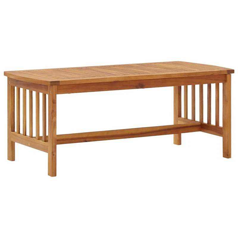Mia 3pc Outdoor Loveseat Bench and Coffee Table Set, Gray, Acacia Wood