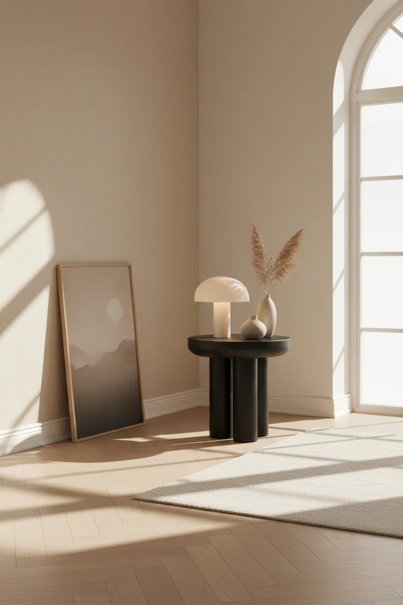 Contemporary Fiber-Reinforced Concrete & Iron Outdoor Side Table with Monolithic Slab Top for Patio