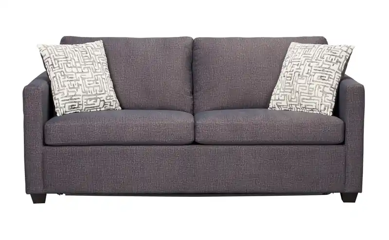 Made in Canada 76.5 Microsuede Queen-Size Sofa Bed with Memory Foam and Two Accent Pillows
