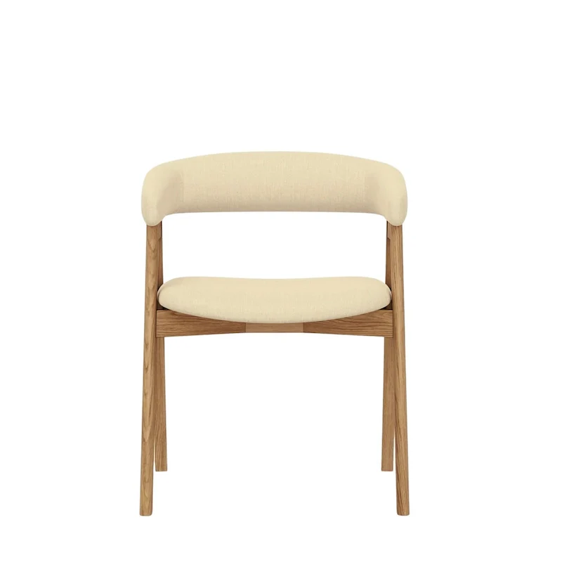 Curved Back Upholstered Dining Chairs, Set of 2