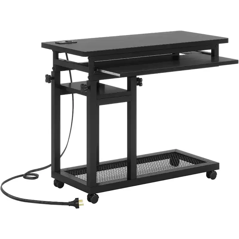 Tribesigns Mobile Portable Desk, Height Adjustable Laptop Table with Wheels