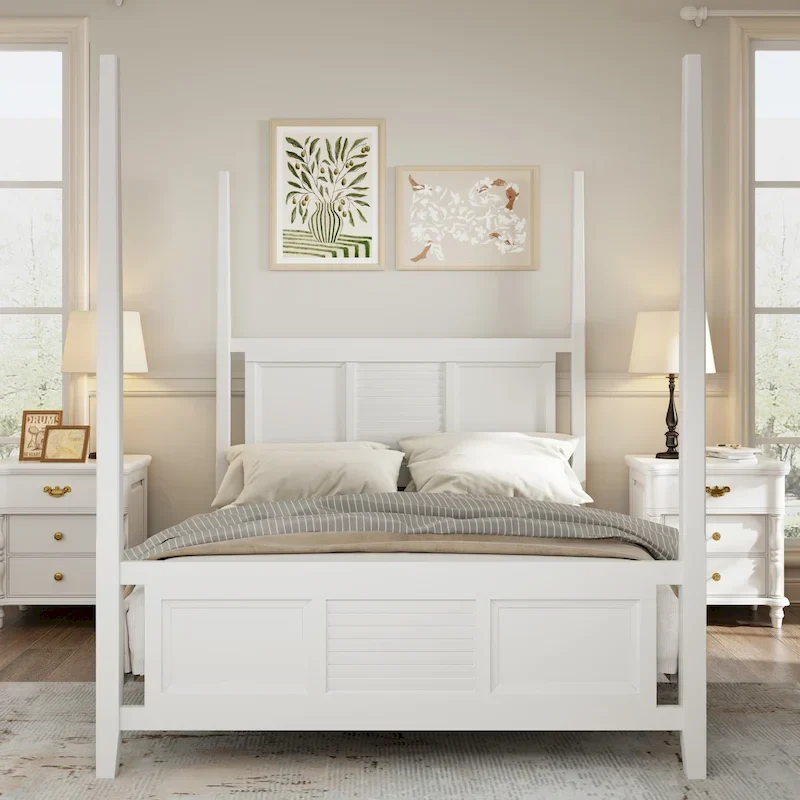 Queen Size Solid Pine Four Poster Bed | 75