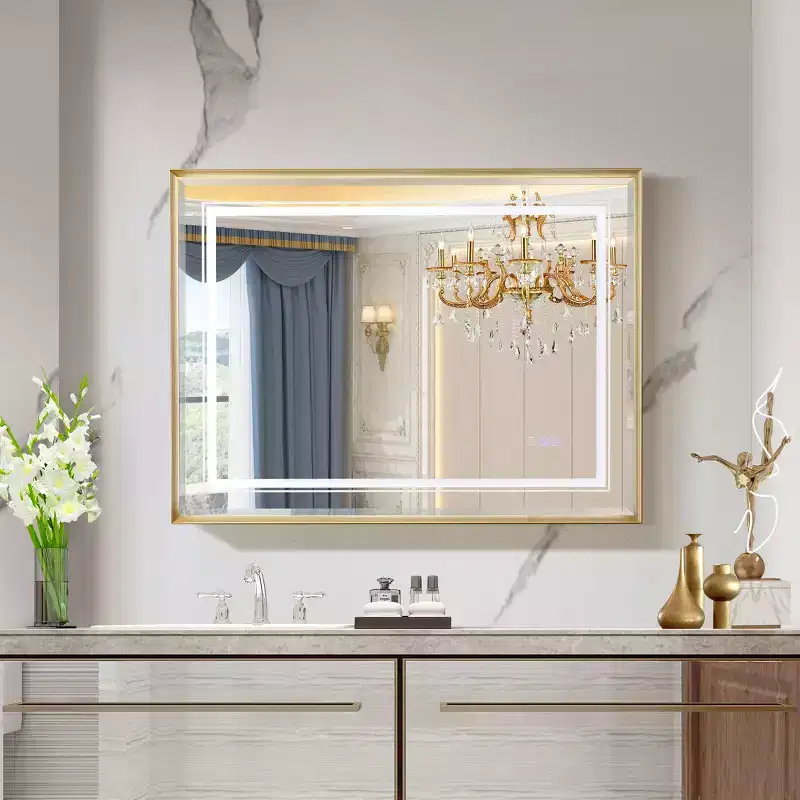 40x30 Inch LED Bathroom Beveled Mirror with 3000-6000K Gradient Lighting