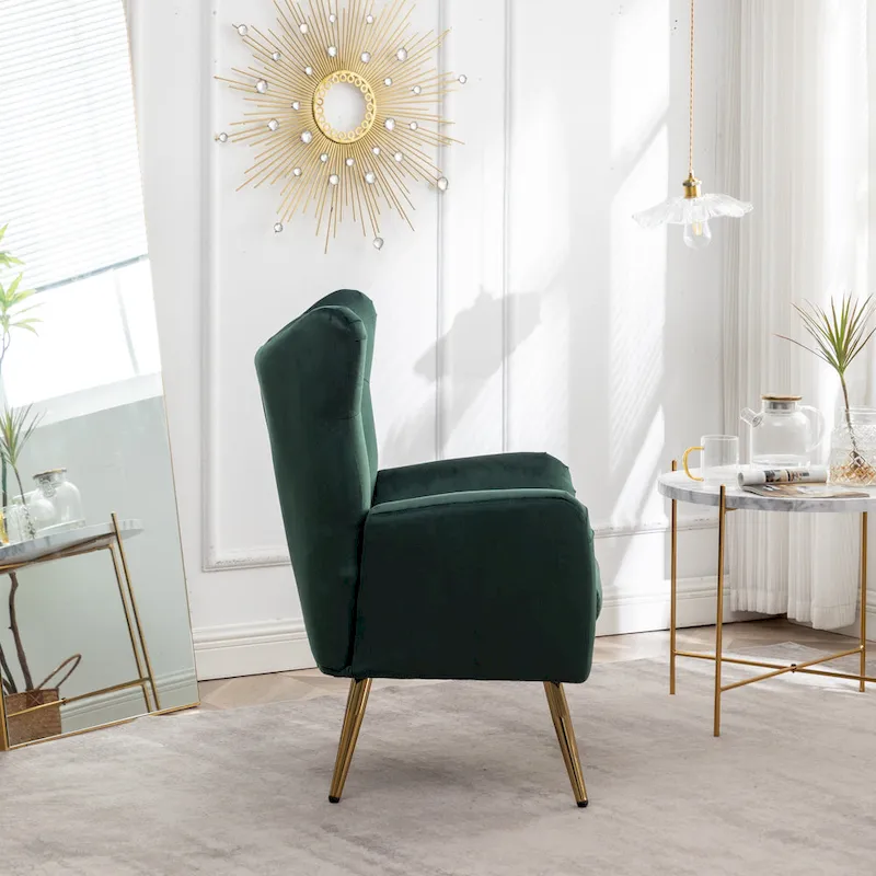 Roundhill Furniture Sovarol Velvet Button-Tufted Wing Back Accent Chair